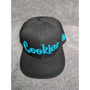 Cookies SF Mens Black Blue Embroidered Script Logo Snapback Hat Cap